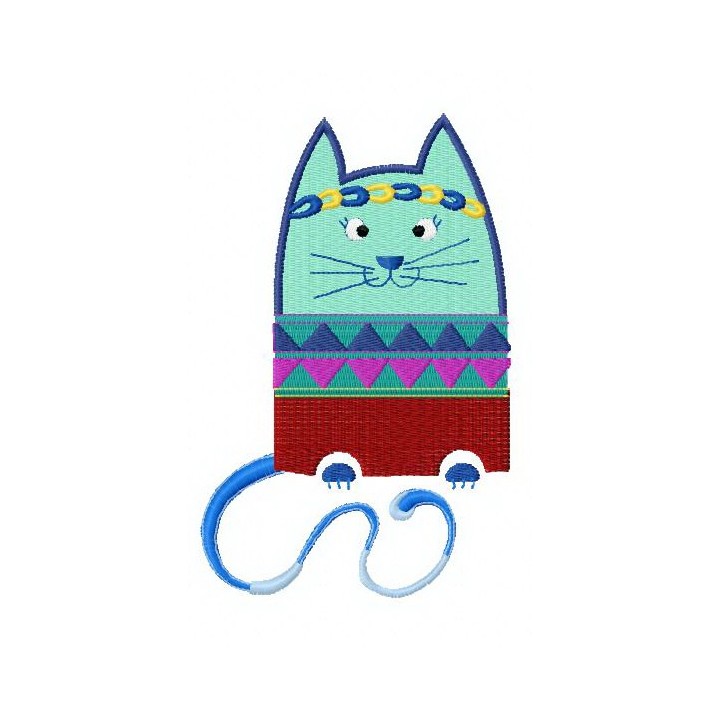 Hippie cat embroidery design - Embroidery Design