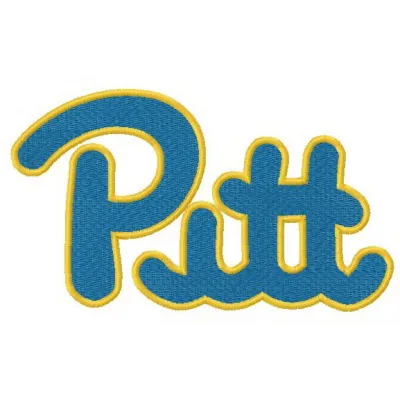 Pittsburgh Panthers logo embroidery design showcased on a fabric background, perfect for spirited stitching projects.