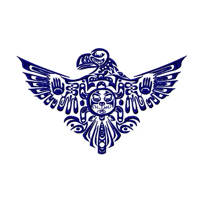 Preview of Indian Eagle embroidery design featuring tribal symbols, ideal for stitching on apparel and decor.