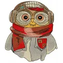 Owl the pilot embroidery design showcasing a whimsical owl wearing aviator goggles, ideal for stitching on t-shirts and tote…