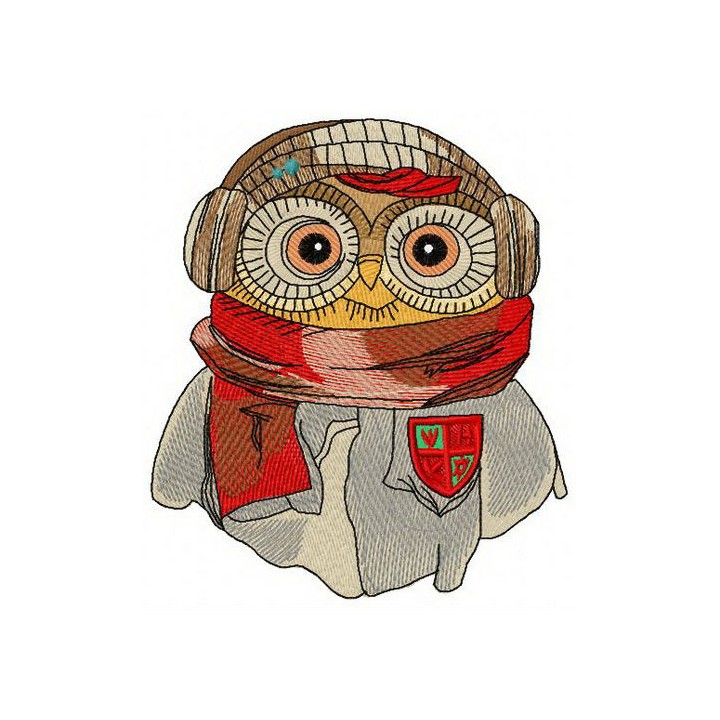 Owl the pilot embroidery design - Embroidery Design