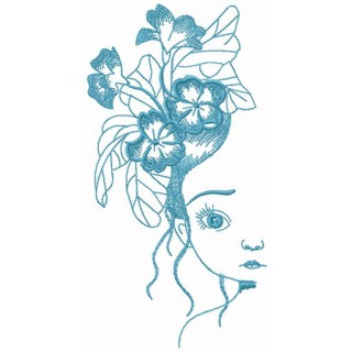 Violets wreath on head embroidery design - Embroidery Design