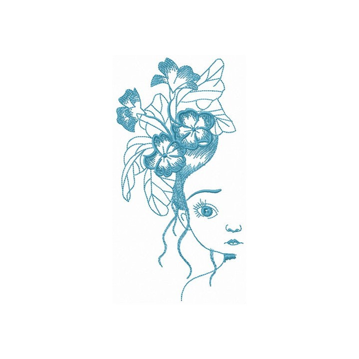 Violets wreath on head embroidery design - Embroidery Design