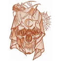 Preview of a unique dead bride embroidery design featuring skull motifs, ideal for adding a spooky touch to your projects.