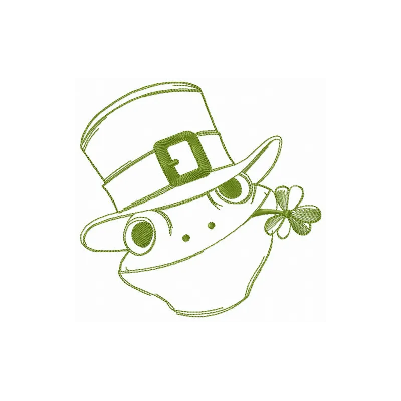 Frog gentleman embroidery design featuring a dapper frog in a suit, ideal for whimsical stitching projects.