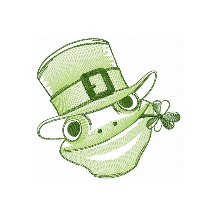Friendly green frog embroidery design - Embroidery Design