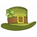Irish top hat embroidery design featuring a classic green hat, perfect for St. Patrick's Day stitching projects.