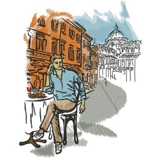 Summer cafe embroidery design - Embroidery Design