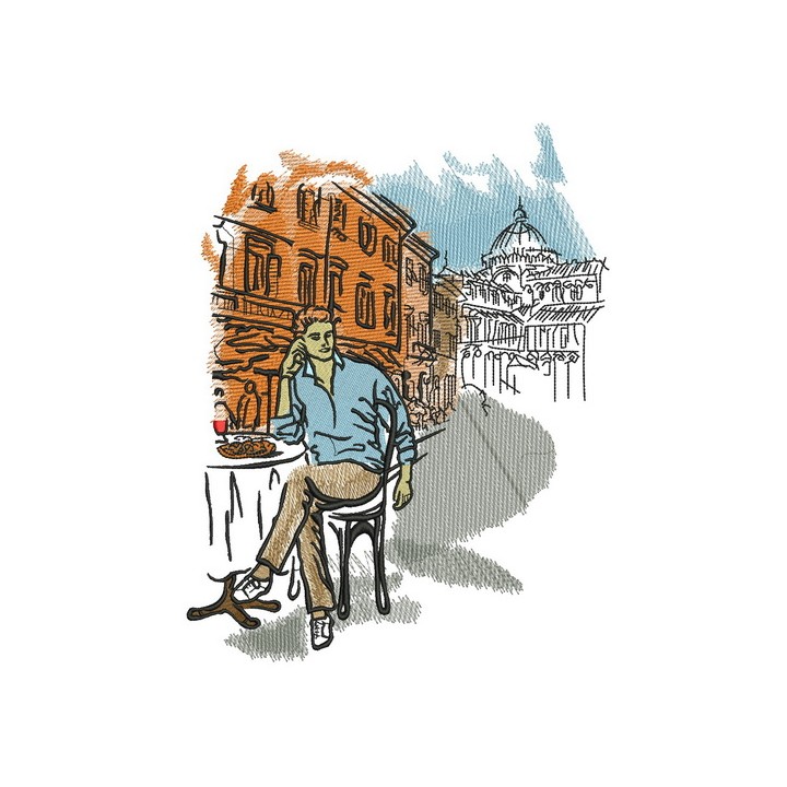 Summer cafe embroidery design - Embroidery Design