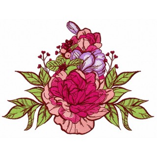 Peony bouquet 3 embroidery design - Embroidery Design