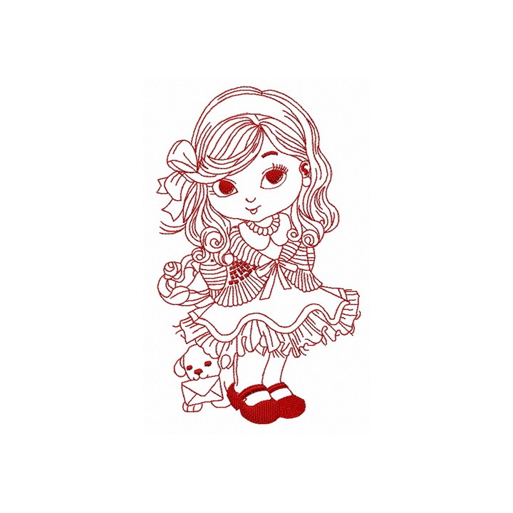 Little cute girl 6 embroidery design - Embroidery Design