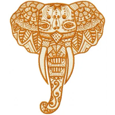 Tribal elephant embroidery design showcasing intricate patterns inspired by African art for creative stitching projects.