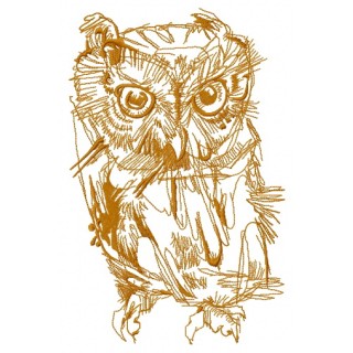 Wild owl one color embroidery design - Embroidery Design