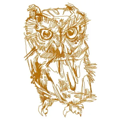 Wild owl one color embroidery design showcasing a detailed stitched motif of an owl, perfect for various fabric projects.