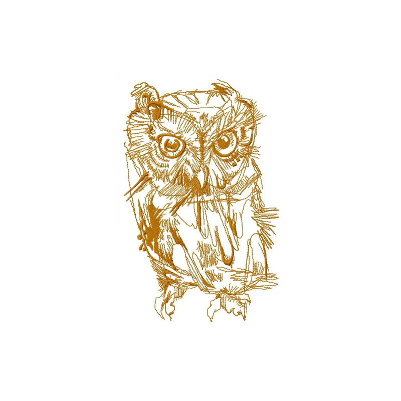 Wild owl one color embroidery design showcasing a detailed stitched motif of an owl, perfect for various fabric projects.
