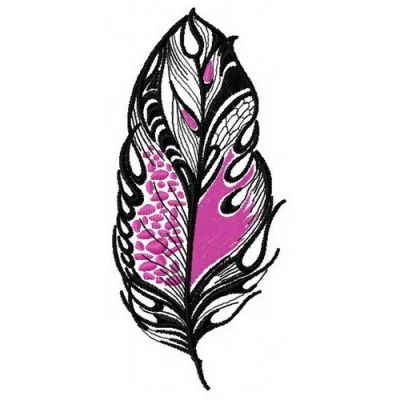 Feather 21 embroidery design showcasing intricate feather details, ideal for stitching on garments and accessories.