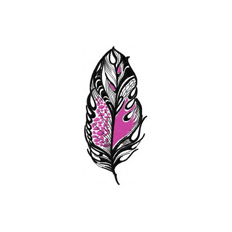 Feather 21 embroidery design showcasing intricate feather details, ideal for stitching on garments and accessories.
