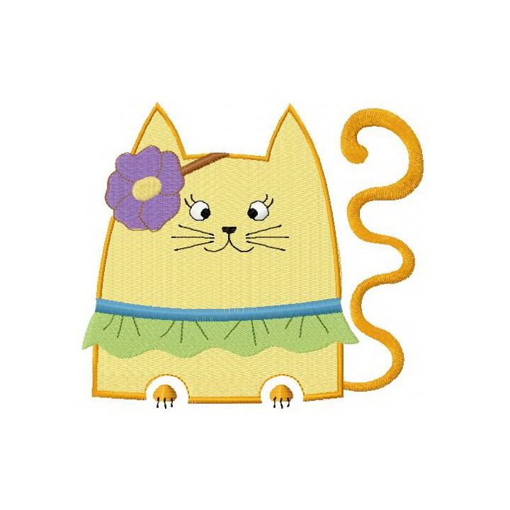 Cute cat embroidery design - Embroidery Design