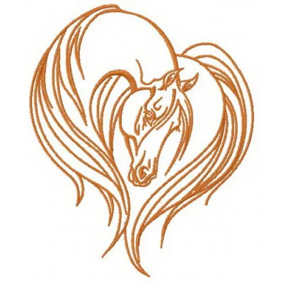 Preview of the Horse Heart 2 embroidery design, showcasing a stitched motif perfect for horse lovers.