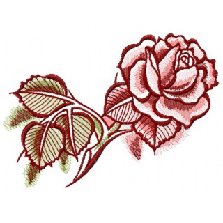 Pink rose with shadow embroidery design - Embroidery Design