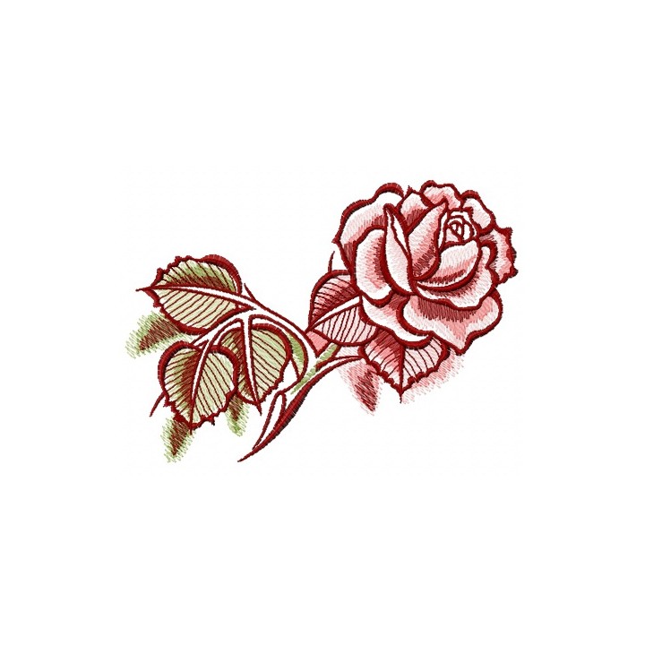 Pink rose with shadow embroidery design - Embroidery Design