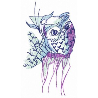 Curious owl embroidery design - Embroidery Design