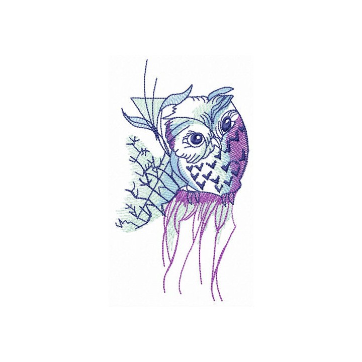 Curious owl embroidery design - Embroidery Design