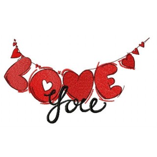 LOVE paper garland embroidery design - Embroidery Design