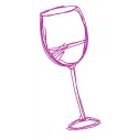 Wine glass embroidery design showcasing a creative pattern ideal for kitchen-themed projects and gifts.