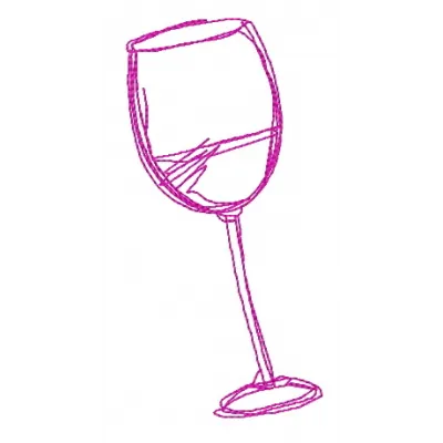 Wine glass embroidery design showcasing a creative pattern ideal for kitchen-themed projects and gifts.