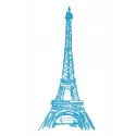 Eiffel Tower embroidery design showcasing intricate details, perfect for travel-themed projects and stitched motifs.