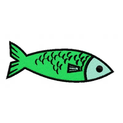 Preview of a green fish embroidery design featuring intricate stitching patterns, perfect for ocean-themed projects.