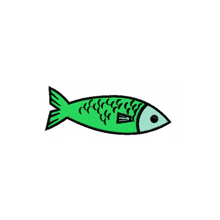 Green fish embroidery design - Embroidery Design