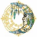 Indian moon 2 embroidery design showcasing a celestial motif, ideal for stitching on various fabric items.