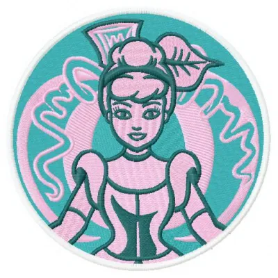 Cinderella 5 embroidery design showcasing a whimsical fairy tale motif for stitching on garments and accessories.
