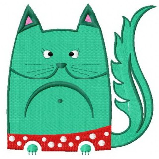 Cat in polka dot pants  embroidery design - Embroidery Design