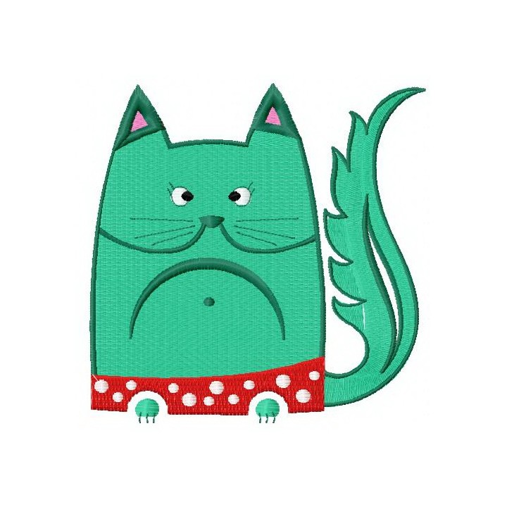 Cat in polka dot pants  embroidery design - Embroidery Design