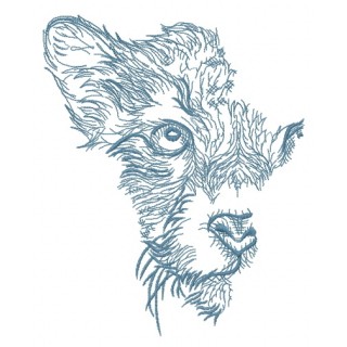 Lioness African map sketch embroidery design - Embroidery Design