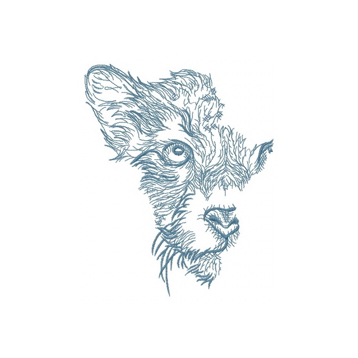 Lioness African map sketch embroidery design - Embroidery Design