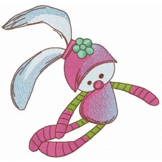 Girl's bunny toy embroidery design - Embroidery Design