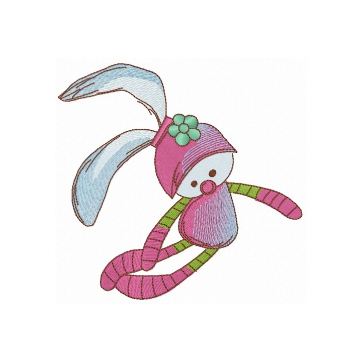 Girl's bunny toy embroidery design - Embroidery Design