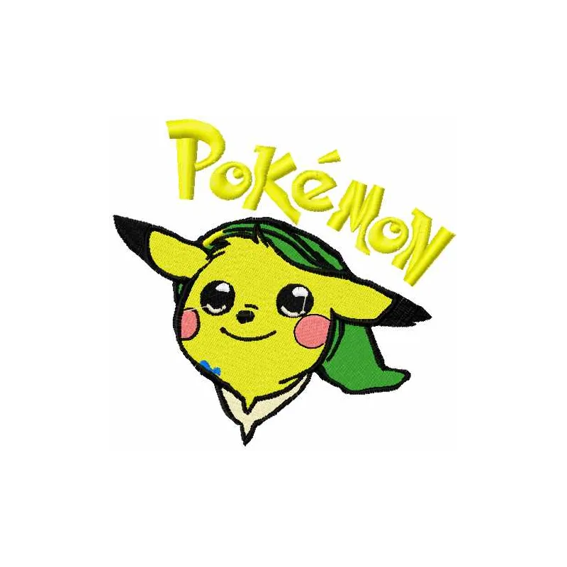 Preview of a vibrant Pokemon Pikachu embroidery design, showcasing delightful stitching patterns for creative projects.
