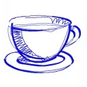 Preview of a tea cup embroidery design showcasing intricate stitching patterns for kitchen-themed projects.