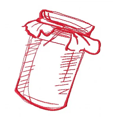 Preview of Jar 2 embroidery design featuring a charming kitchen motif, perfect for towels and aprons.