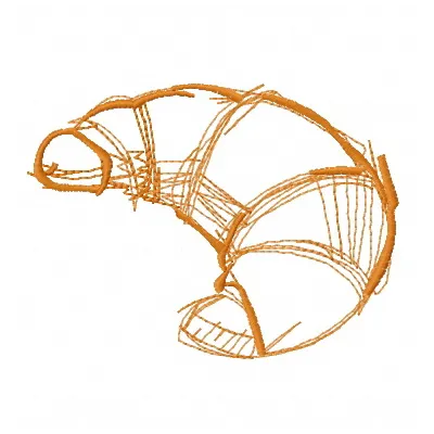 Croissant embroidery design showcasing a delightful kitchen theme, perfect for towels and aprons.