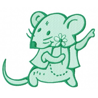 Tiny mouse with flower 2 embroidery design - Embroidery Design