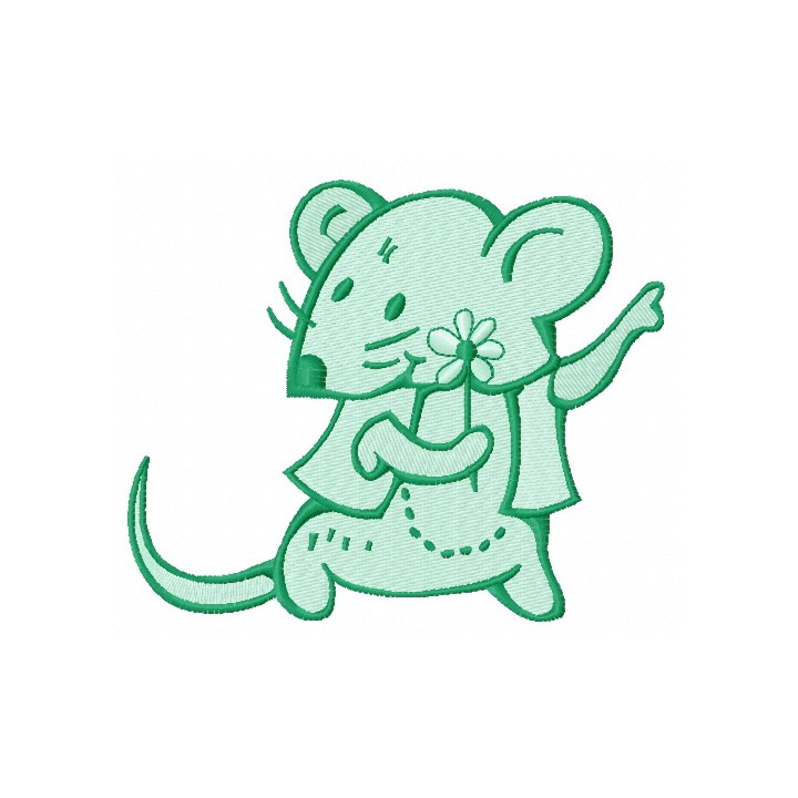 Tiny mouse with flower 2 embroidery design - Embroidery Design
