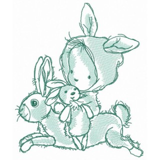 Fan of bunnies embroidery design - Embroidery Design