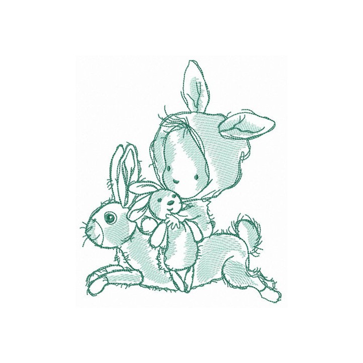 Fan of bunnies embroidery design - Embroidery Design