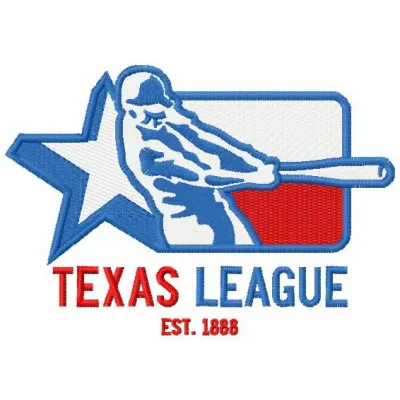 Texas league logo embroidery design showcased on a baseball cap, perfect for stitching fans of the sport.